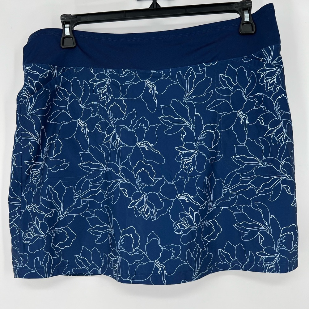 CYPRESS CLUB BLUE GOLF FLORAL SKORT WIDE STRETCH‎ COMFORT WAIST 4 POCKETS NWOT